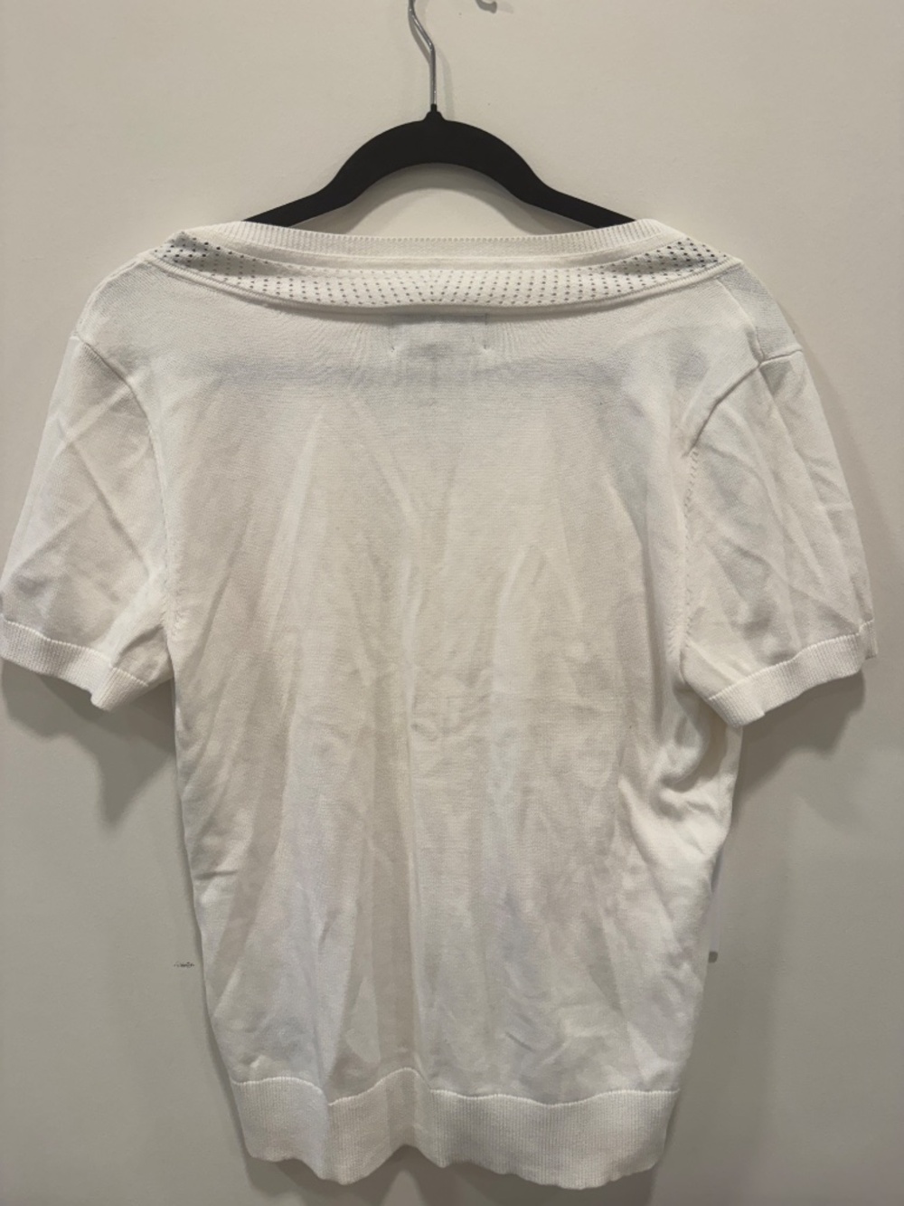 Lauren Ralph Preppy Active White Cotton Knit V Neck Top Size L - Picture 4 of 4